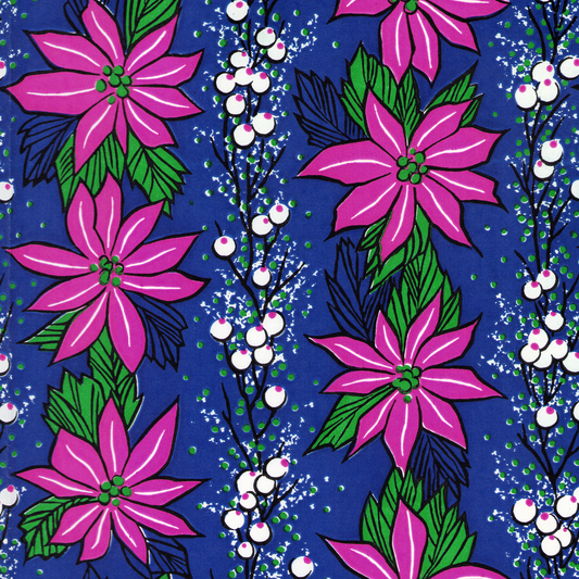 Pink poinsettias on blue