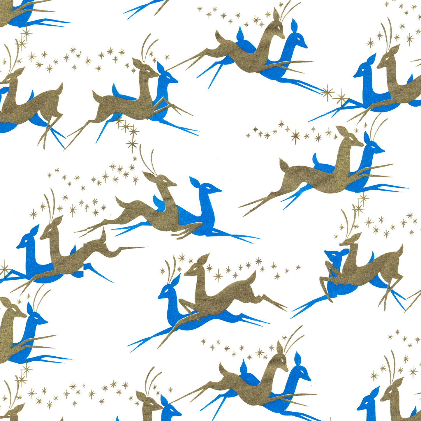 Leaping Gold and Blue Deer