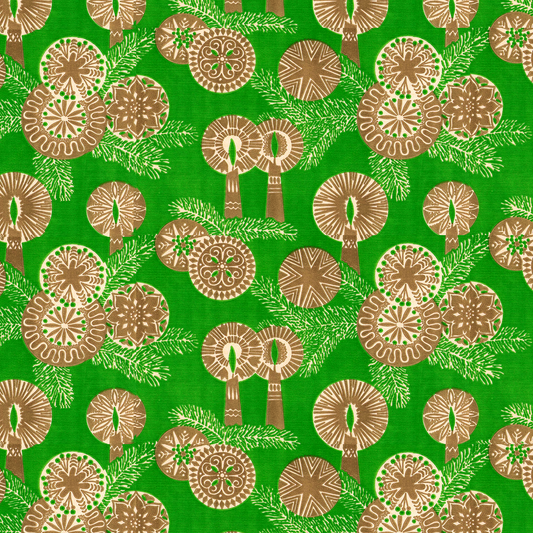 Gold Candles on Velvety Green