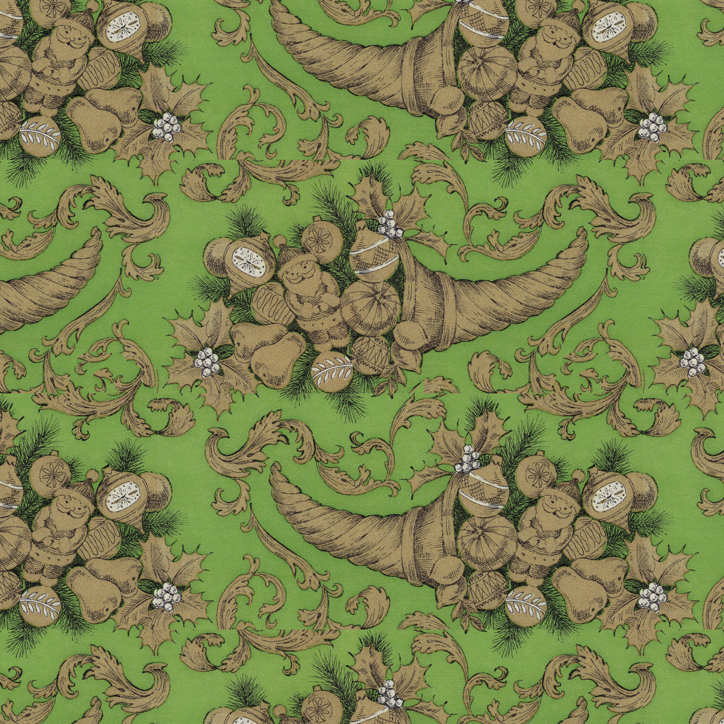 Gold Cornucopia on Green