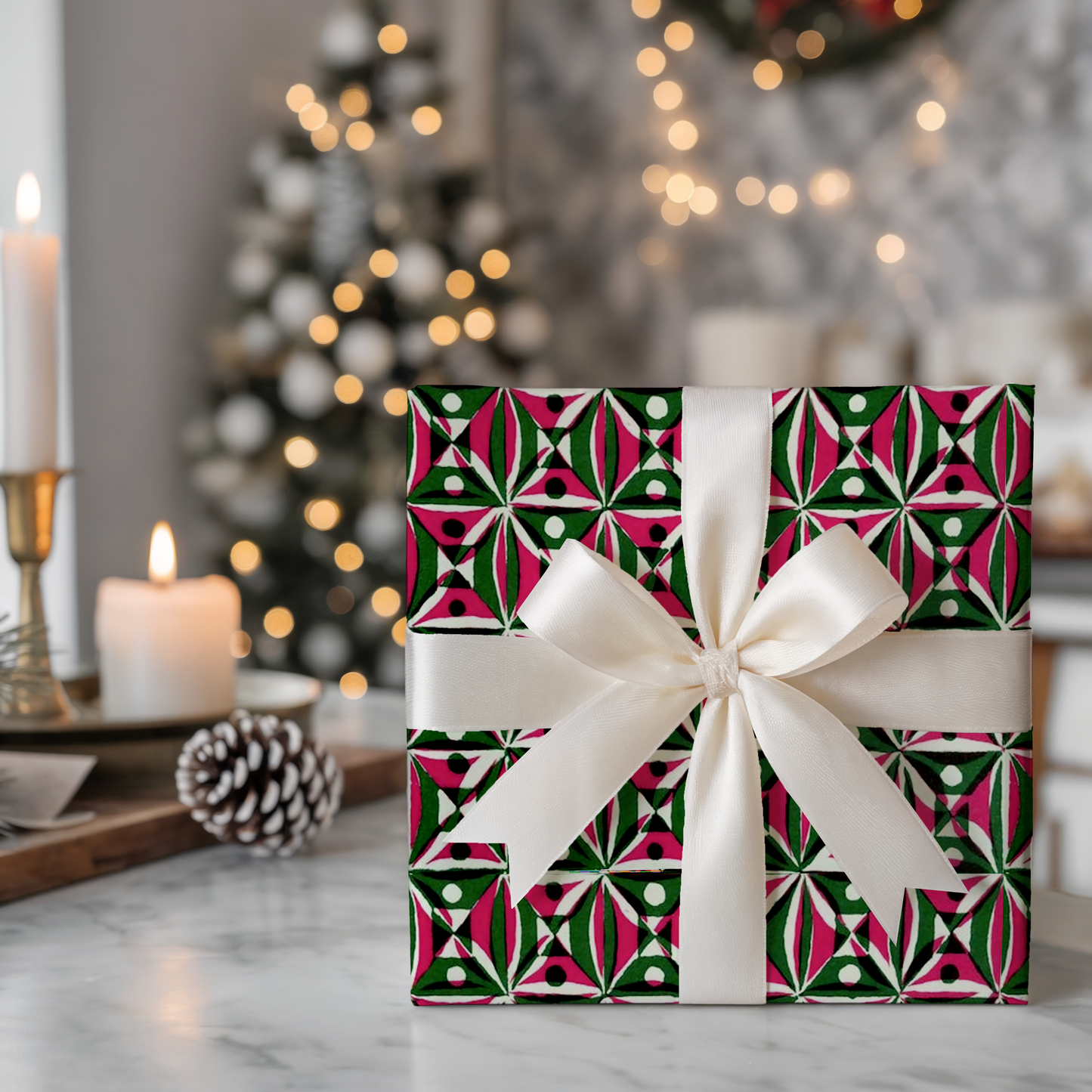 Fuchsia and Green Geometric