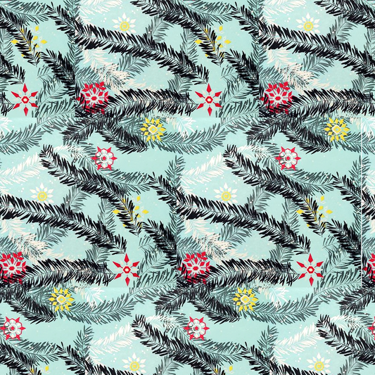 Soft Wavy Pine and Snowflakes