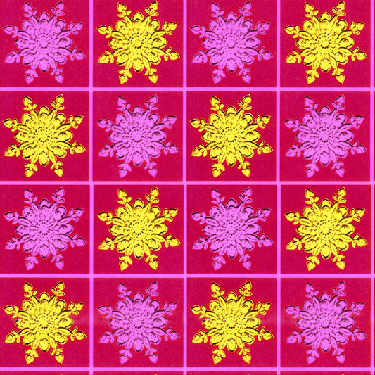 Pink and Yellow Snowflakes