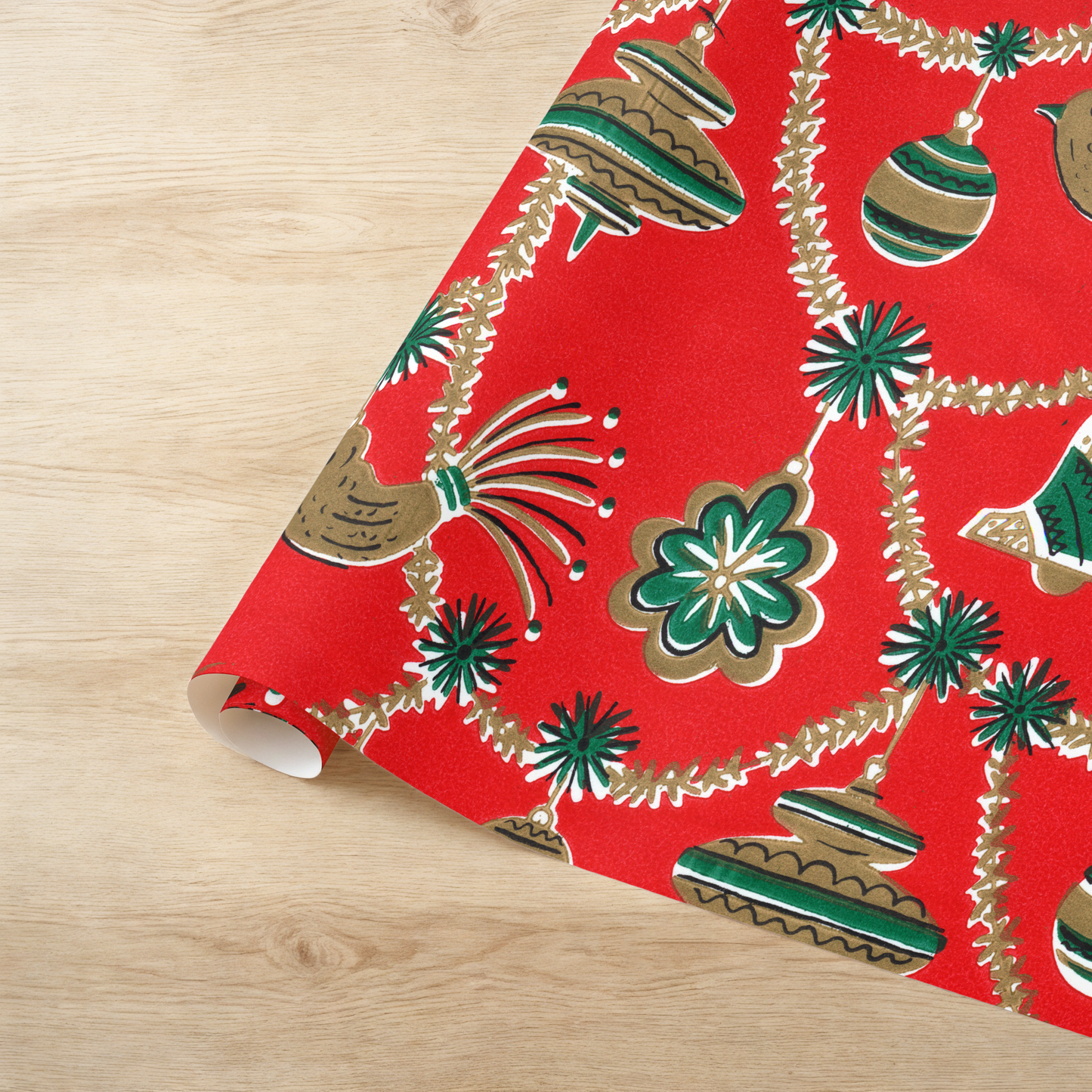 Ornament Garland on Red