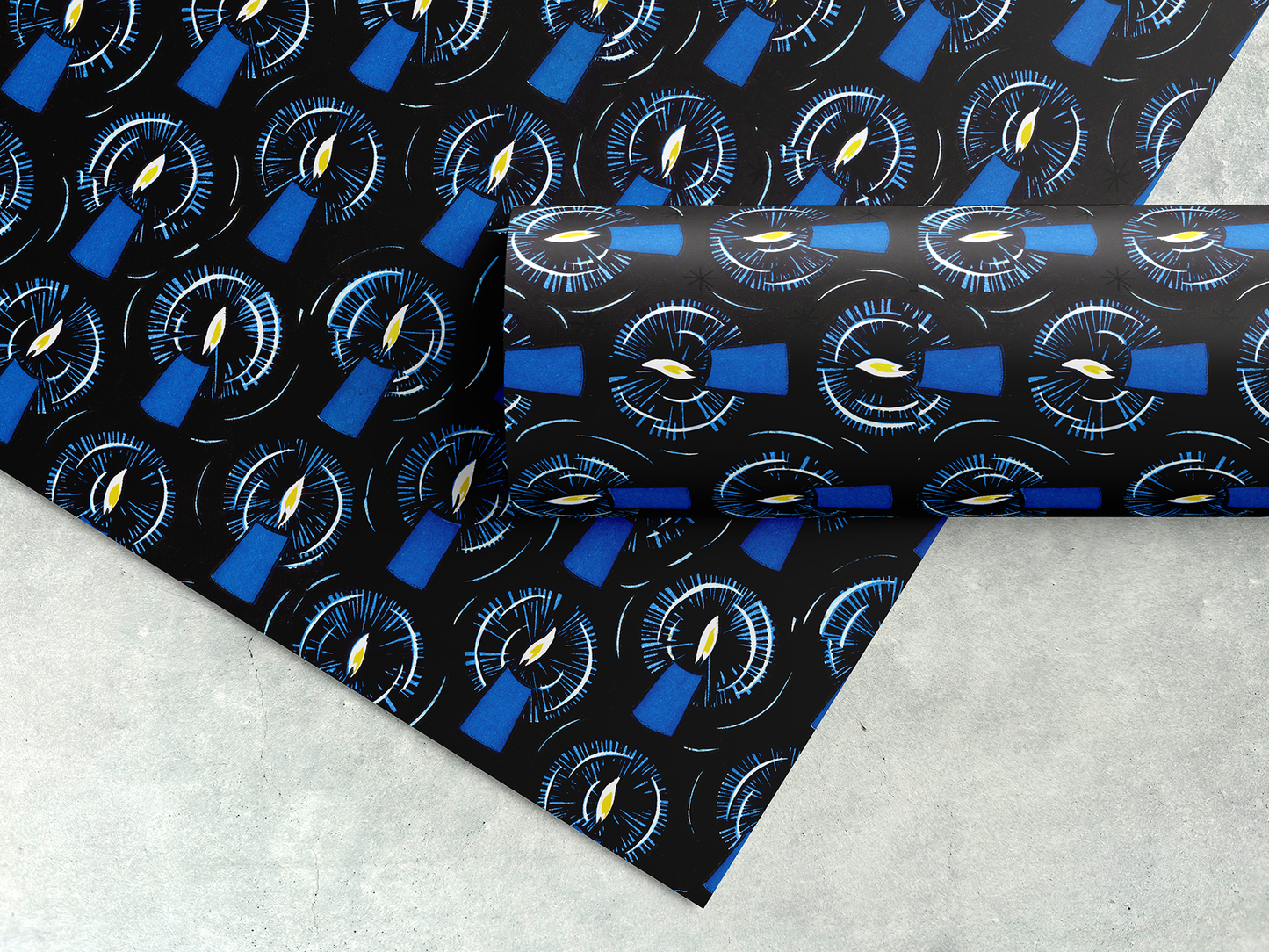 Blue candles on black