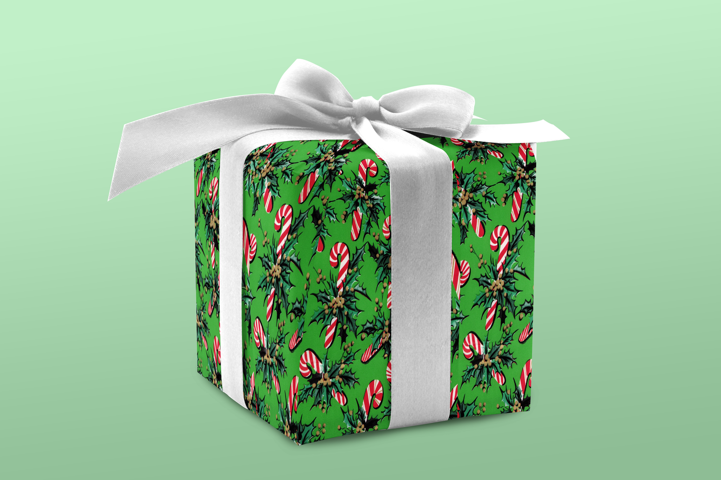 Candy Canes on Bright Geen