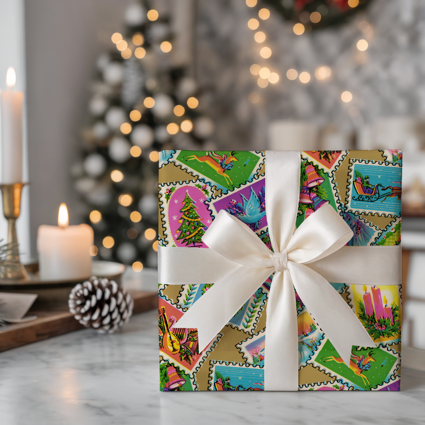 Christmas Stamps on Gold