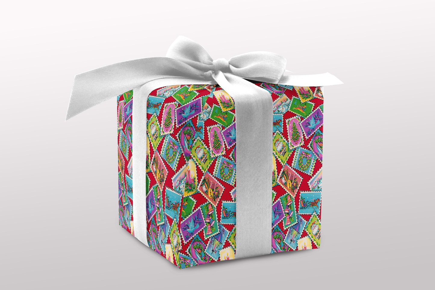 Christmas Stamps on Red