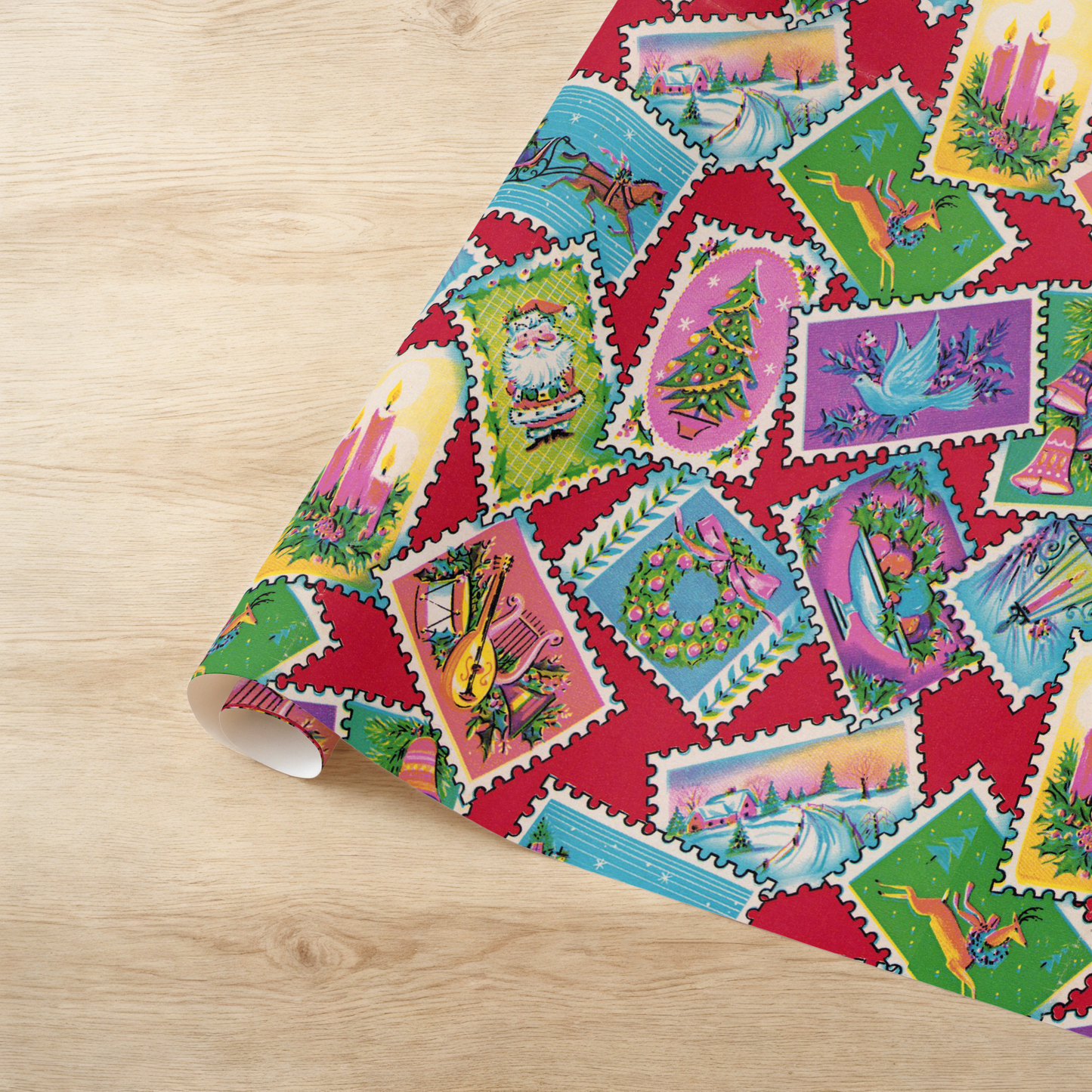 Christmas Stamps on Red