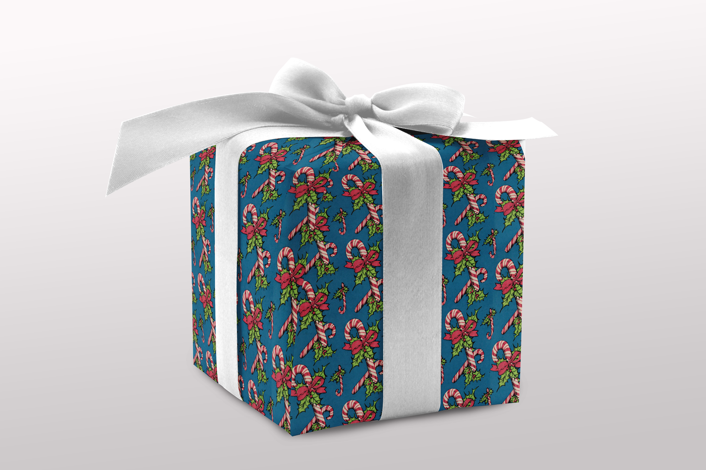 Candy Canes on Dusty Blue