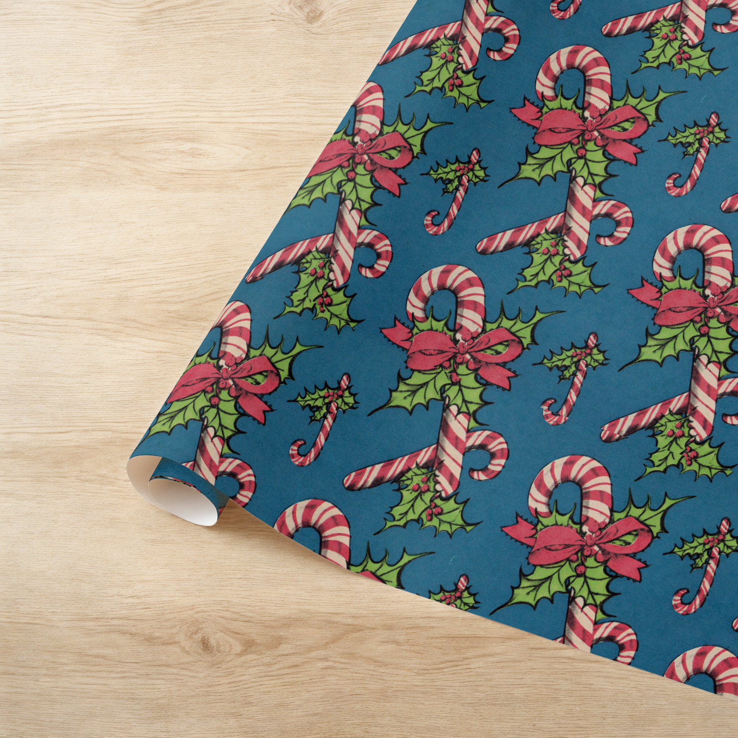 Candy Canes on Dusty Blue