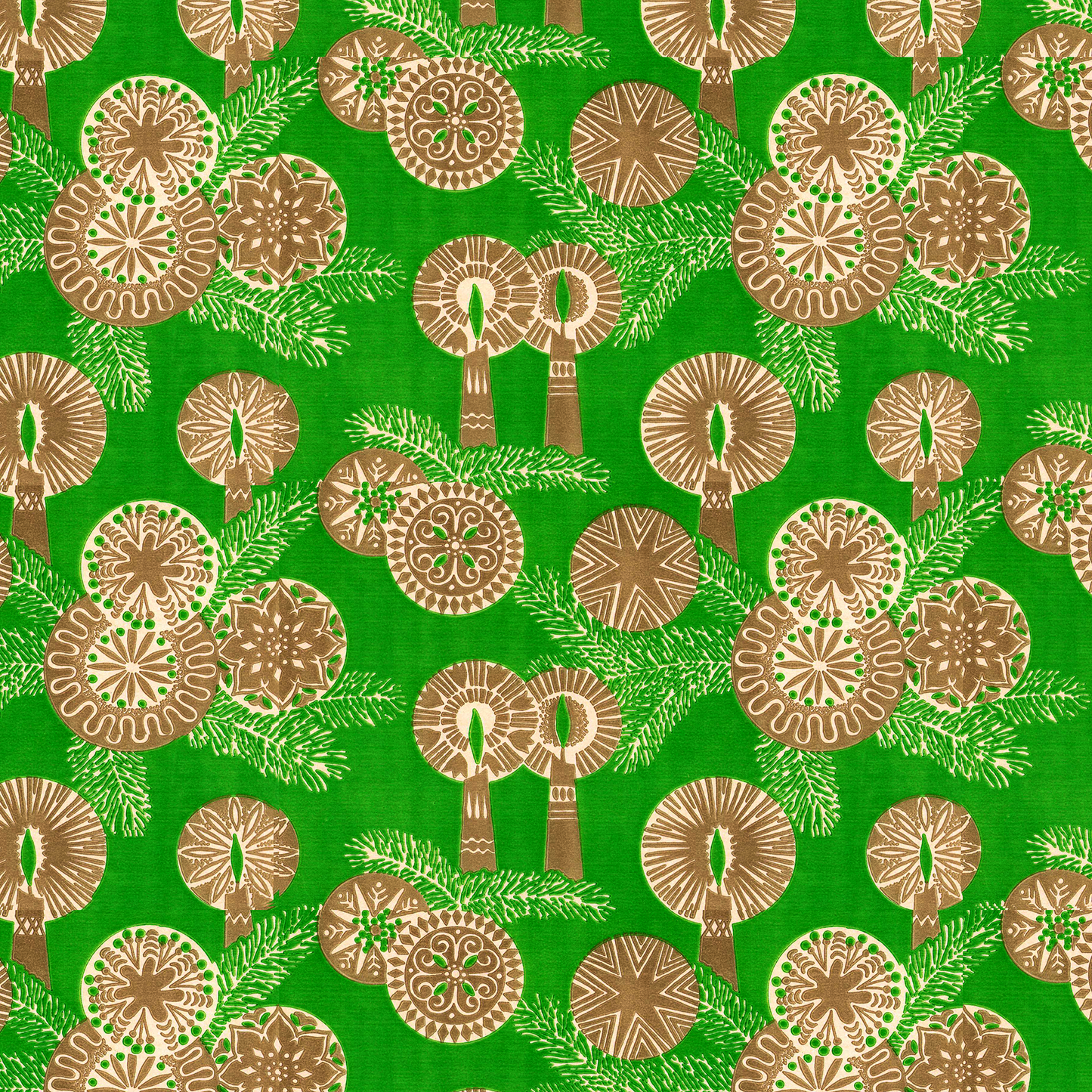 Gold Candles on Velvety Green