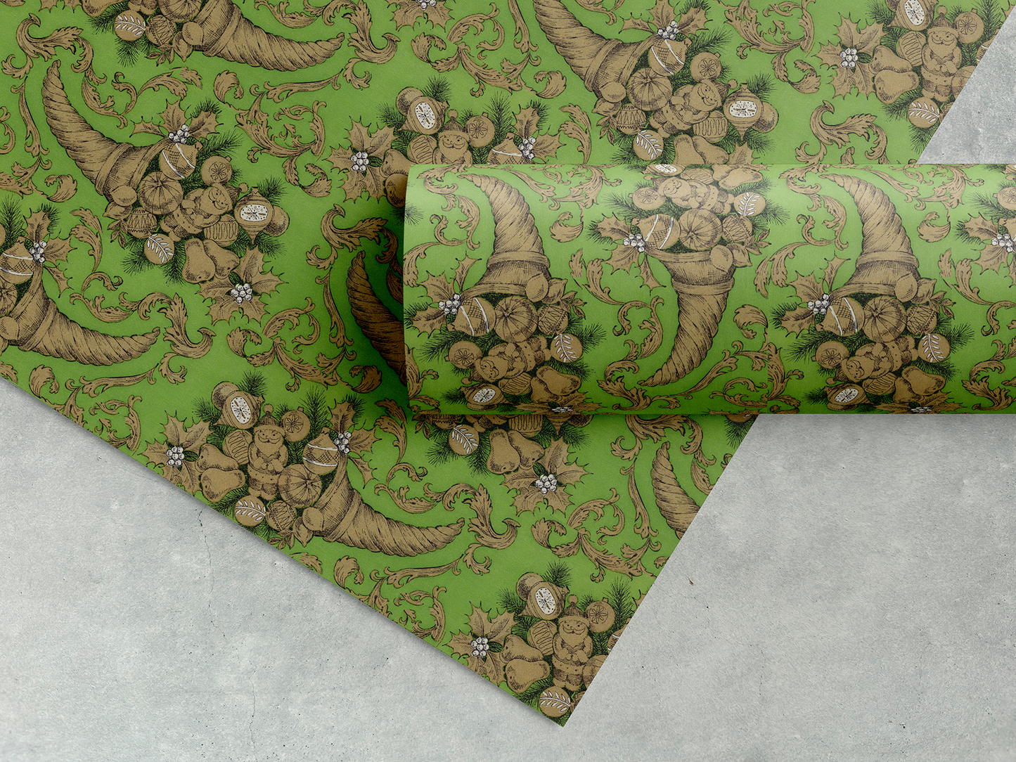 Gold Cornucopia on Green