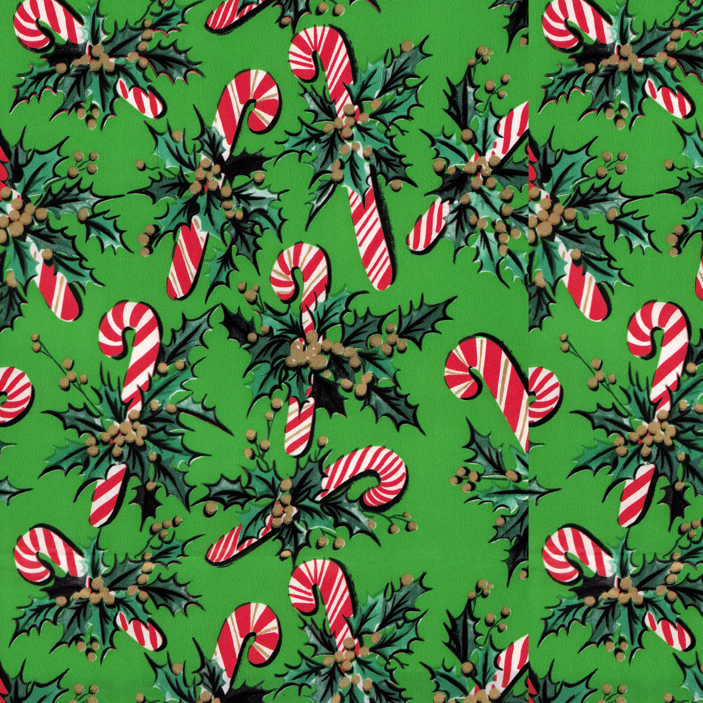 Candy Canes on Bright Geen