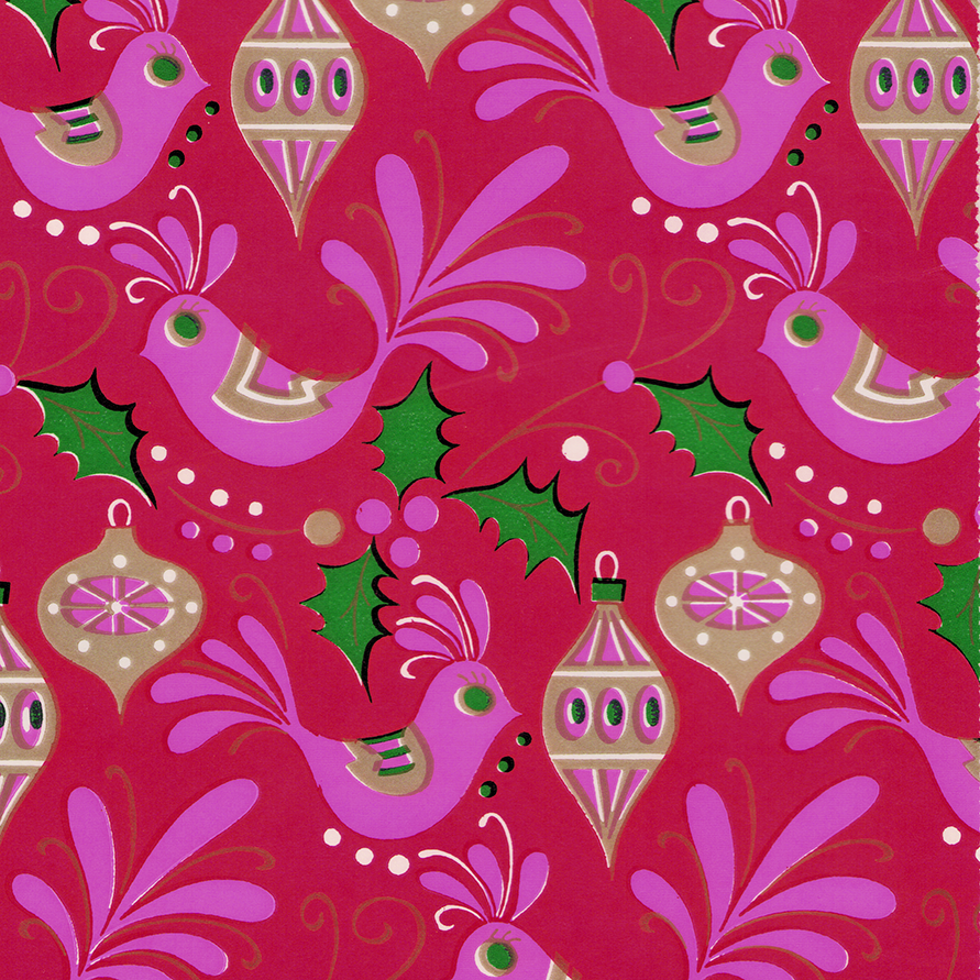 Pink Partridges on Red
