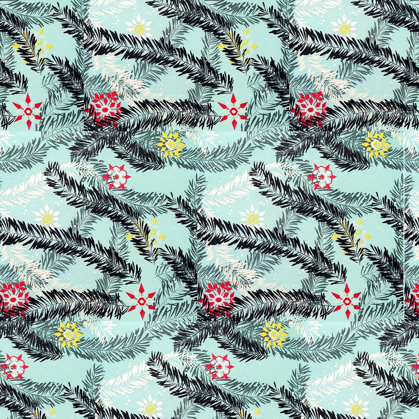 Soft Wavy Pine and Snowflakes