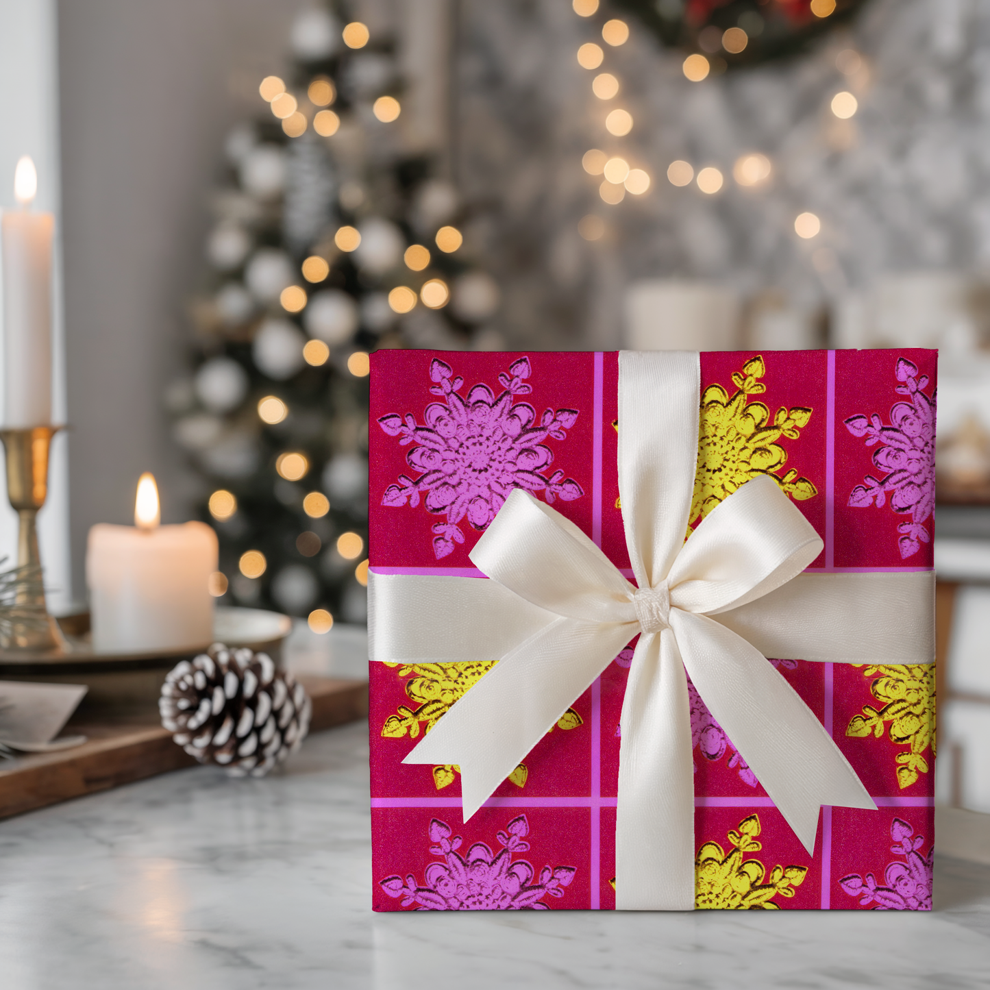 Pink and Yellow Snowflakes