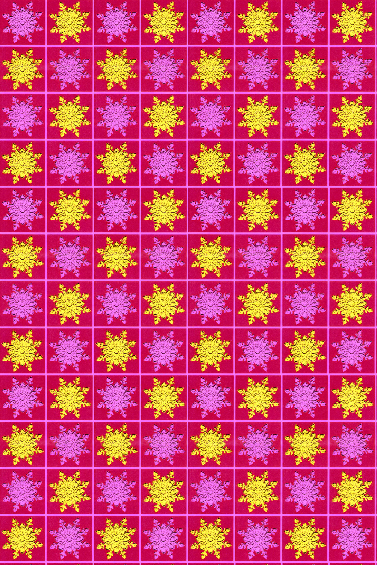 Pink and Yellow Snowflakes