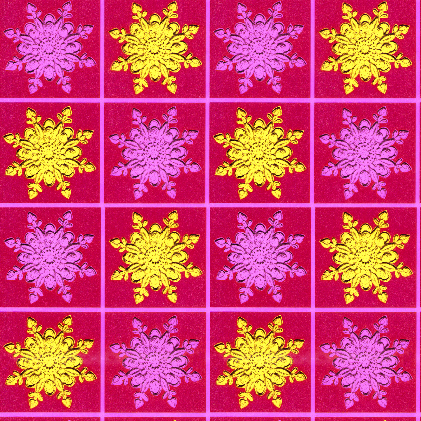 Pink and Yellow Snowflakes