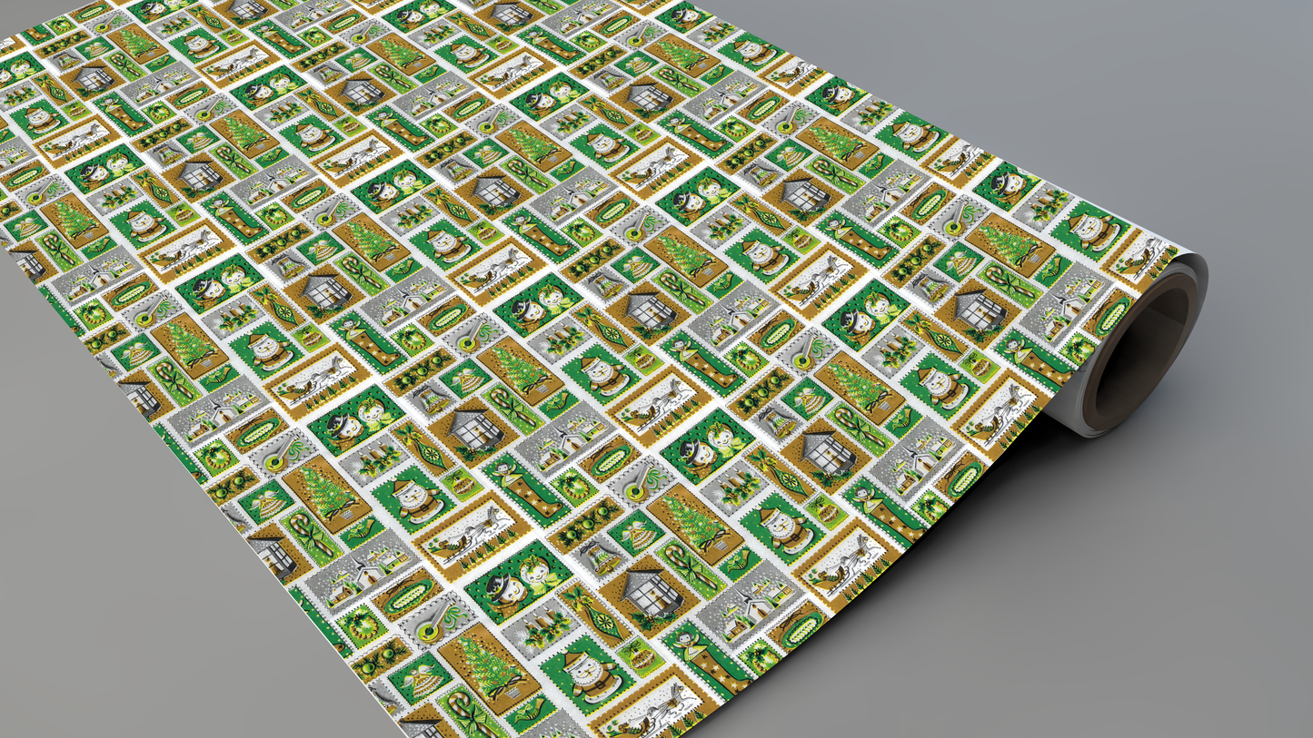 Green and Gold Christmas Stamps