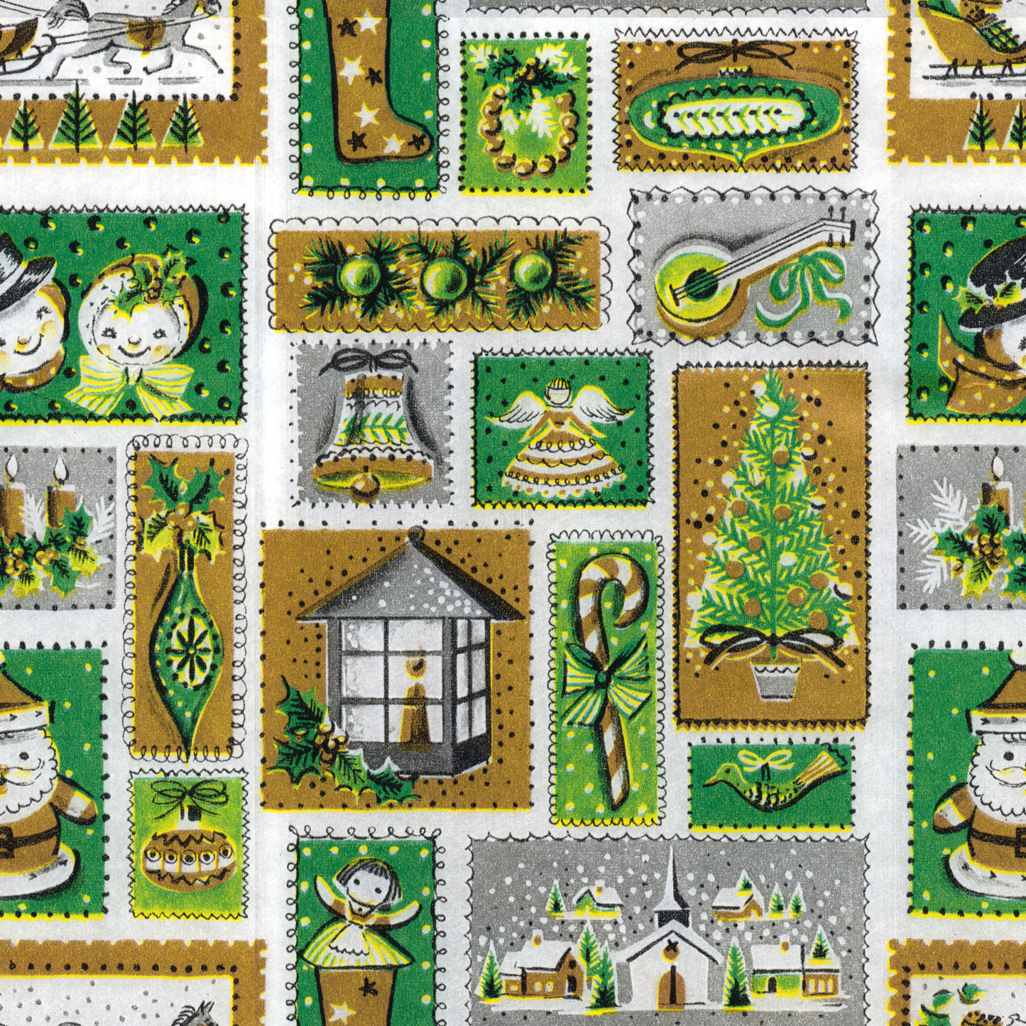 Green and Gold Christmas Stamps